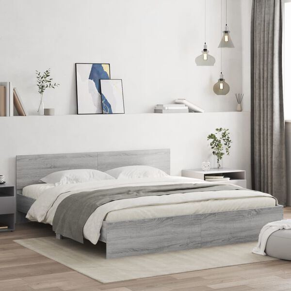 vidaXL Bed Frame without Mattress Grey Sonoma 200x200 cm