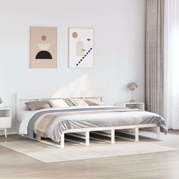 vidaXL Bed Frame without Mattress White 180x200 cm Super King Solid Wood Pine