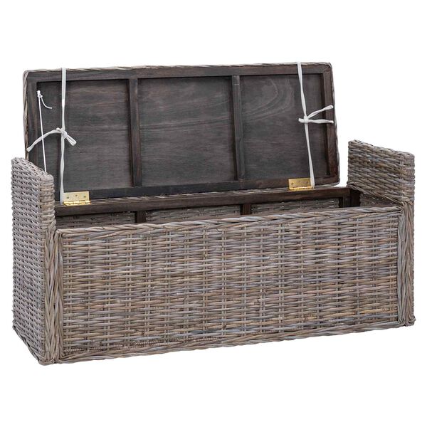 vidaXL Storage Bench with Cushion Grey 110 x 40 x 50 cm Rattan