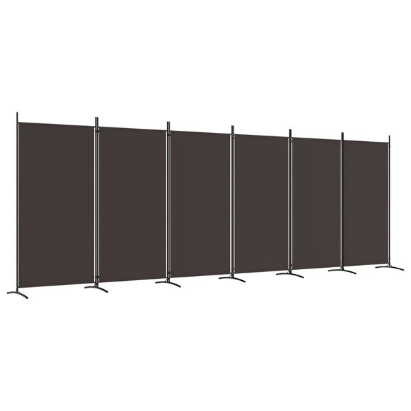 vidaXL 6-Panel Room Divider Brown 520x180 cm Fabric