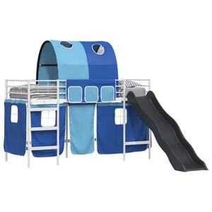 vidaXL Kids'Loft Bed Frame White and Blue 74.5 x 190 cm Metal