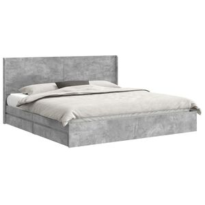 vidaXL Bed Frame with Storage and Headboard Concrete Grey 200 x 200 cm