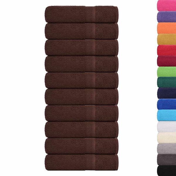 vidaXL Hand Towels "FROGN" 10 pcs Brown 50x100 cm 360 gsm