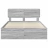 vidaXL Bed Frame Grey Sonoma 140 x 190 cm Solid Pine Wood