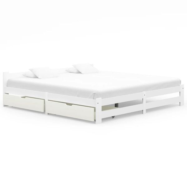vidaXL Bed Frame without Mattress White Solid Wood 200x200 cm