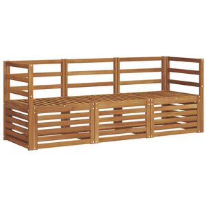 vidaXL Outdoor Sofa Set 3 pcs 3-Seaters Natural Solid Acacia Wood