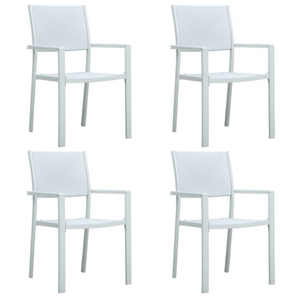 vidaXL Garden Chairs 4 pcs White Plastic Rattan Look