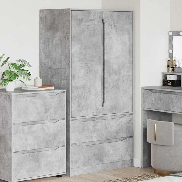 vidaXL Bathroom Cabinet with Drawer Concrete Grey 79.5 x 49 x 156 cm