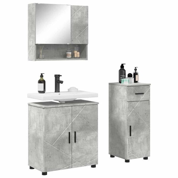 vidaXL Bathroom Furniture Set with Drawer 3 pcs Concrete Grey
