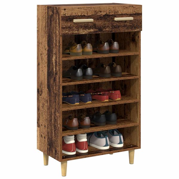 vidaXL Shoe Cabinet Plain Old Wood 60 x 35 x 105 cm Engineered Wood