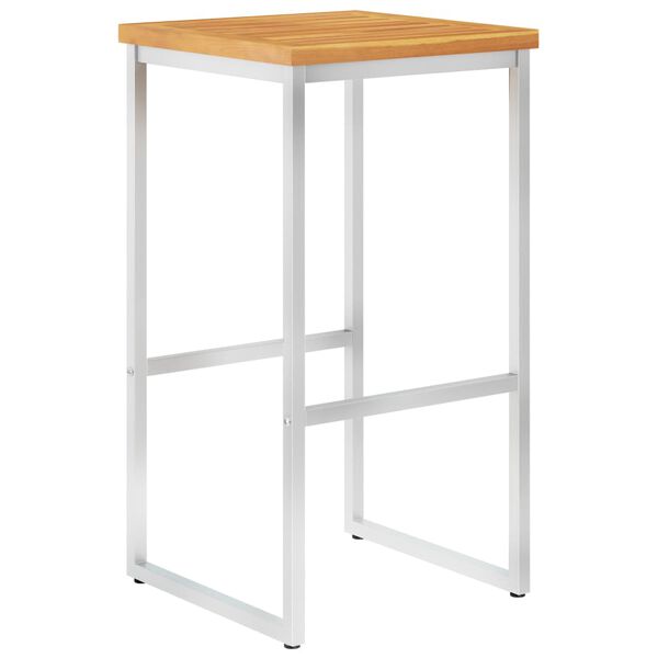 vidaXL Bar Chairs 2 pcs Solid Acacia Wood and Stainless Steel