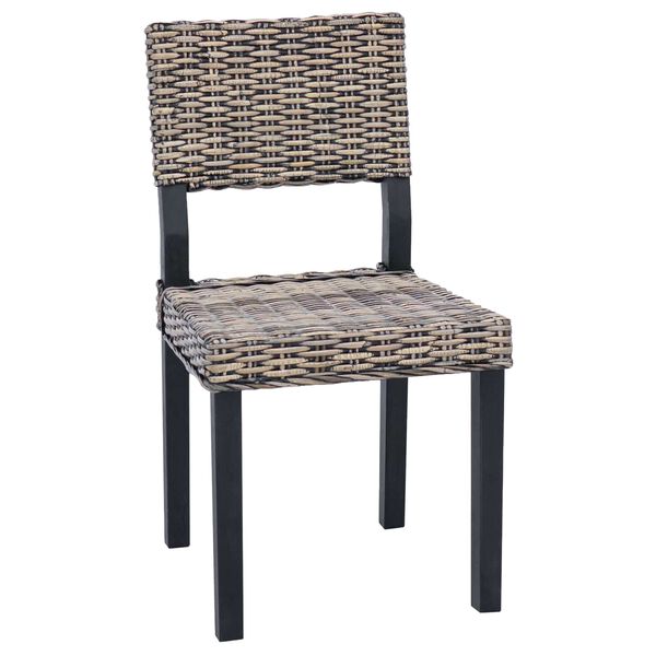 vidaXL Dining Chair 2 pcs Black Wash 46 x 55 x 84 cm Kubu Rattan