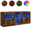 vidaXL Sideboard with LED Lights Smoked Oak 162x37x67 cm