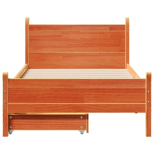vidaXL Bed Frame without Mattress Wax Brown 75x190 cm Small Single Solid Wood Pine