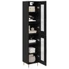 vidaXL Highboard 2 pcs Black Oak Glass