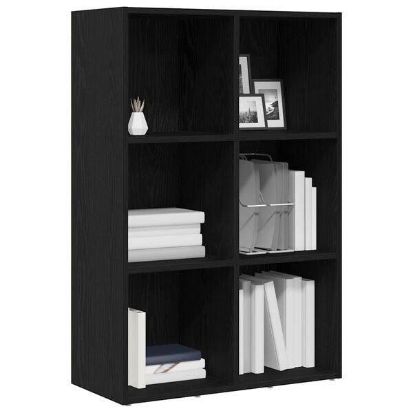 vidaXL Book Cabinet Black Oak 66x30x98 cm Engineered Wood