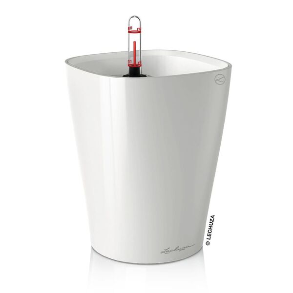 LECHUZA Planter DELTINI ALL-IN-ONE High-gloss White
