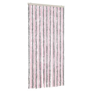 vidaXL Fly Curtain Silver Grey and Pink 90x220 cm Chenille