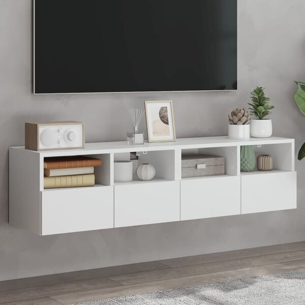 vidaXL TV Wall Cabinets 2 pcs White 60x30x30 cm Engineered Wood
