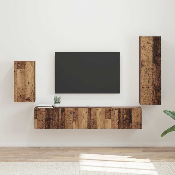 vidaXL TV Cabinet Set Wall-mounted 4 pcs Old Wood Engineered Wood