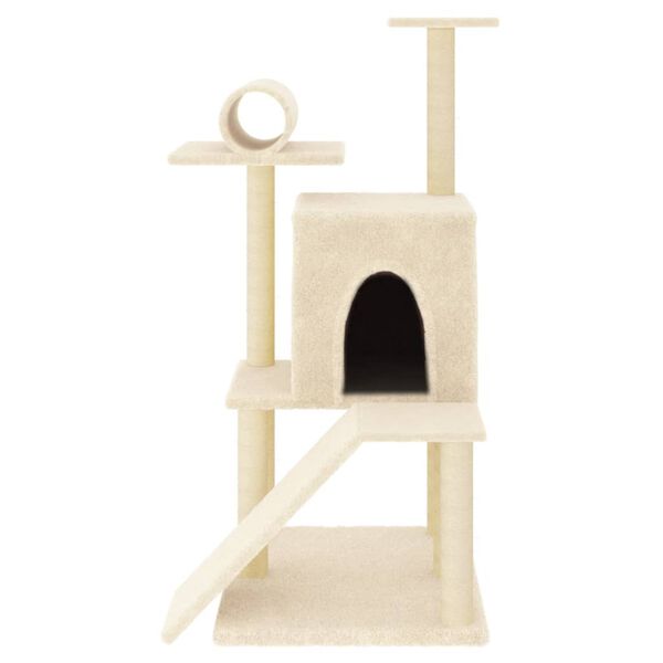 vidaXL Cat Tree with Sisal Scratching Posts Cream 110.5 cm