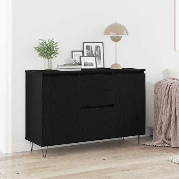 vidaXL Sideboard Black Oak 101.5 x 35 x 70 cm Engineered Wood