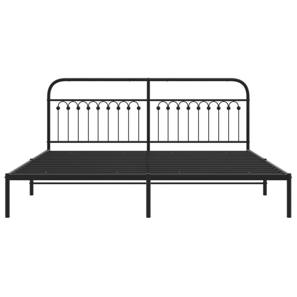 vidaXL Metal Bed Frame without Mattress with Headboard Black 200x200cm