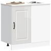 vidaXL Kitchen Base Cabinet "Kalmar" High Gloss White Engineered Wood