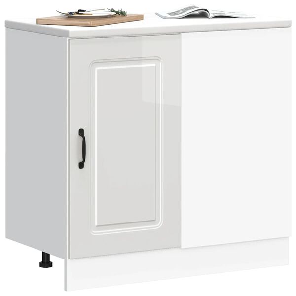 vidaXL Kitchen Base Cabinet "Kalmar" High Gloss White Engineered Wood