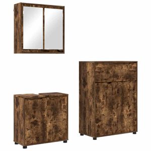 vidaXL Bathroom Furniture Set Manual 3 pcs Smoked Oak Engineered Wood