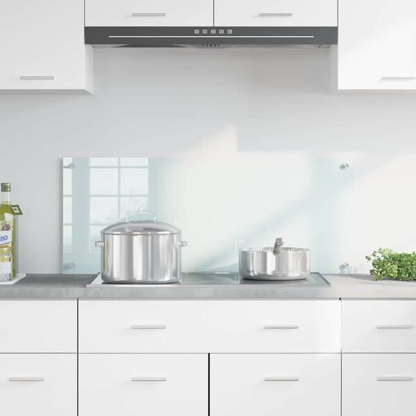 vidaXL Kitchen Backsplash White 100 x 40 cm Tempered Glass