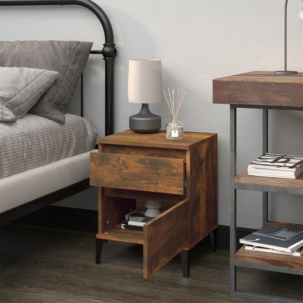 vidaXL Bedside Cabinet Smoked Oak 40x35x50 cm