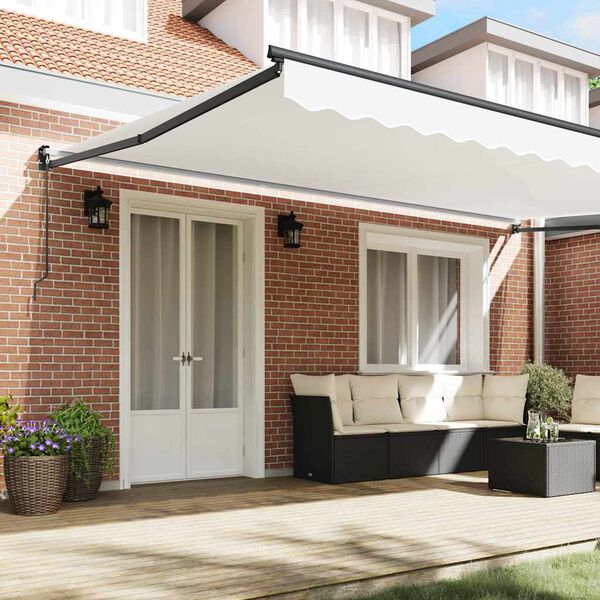 vidaXL Retractable Awning White 500 x 300 cm Fabric and Metal
