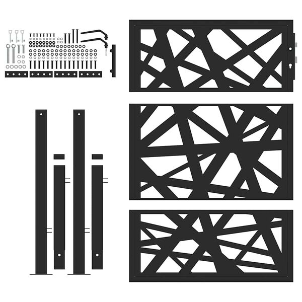 vidaXL Garden Gate Black 100x125 cm Steel Light Design