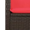 vidaXL Reclining Garden Bench with Cushions Brown Poly Rattan