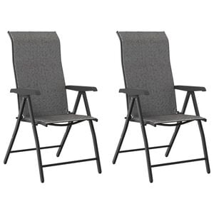vidaXL Folding Garden Chairs 2 pcs Grey Poly Rattan