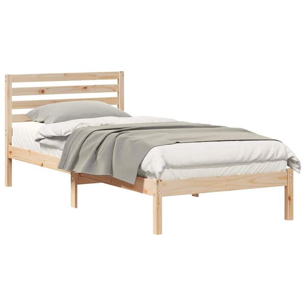 vidaXL Bed Frame with Headboard Brown 80 x 220 cm Solid Pine Wood