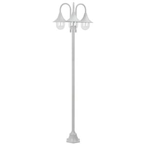 vidaXL Garden Post Light E27 220 cm Aluminium 3-Lantern White
