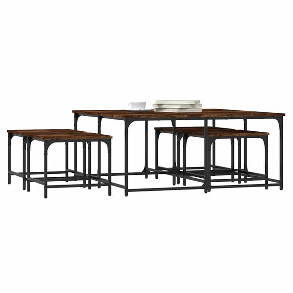 vidaXL Nesting Coffee Tables 5 pcs Smoked Oak Engineered Wood