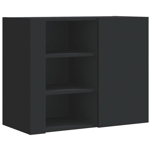 vidaXL Wall Cabinet Black 75x35x60 cm Engineered Wood