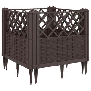 vidaXL Garden Planter with Pegs Brown 43,5x43,5x43,5 cm PP