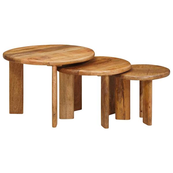vidaXL Nesting Coffee Tables 3 pcs Brown Solid Mango Wood