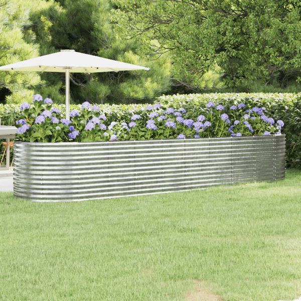 vidaXL Garden Raised Bed Galvanised Steel 396x100x68 cm Silver