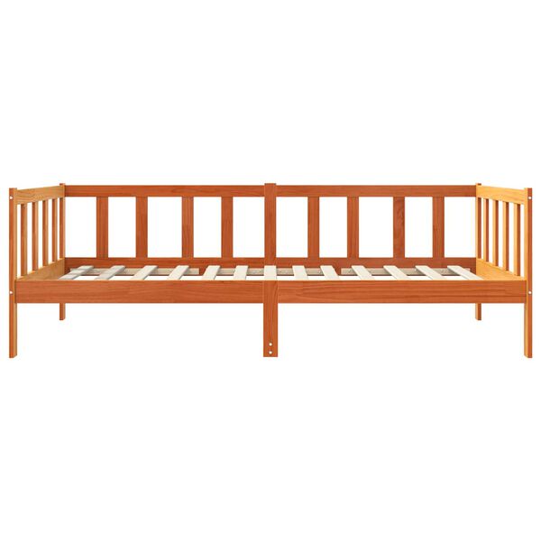 vidaXL Bed Frame with Headboard Wax Brown 90 x 190 cm Solid Pine Wood