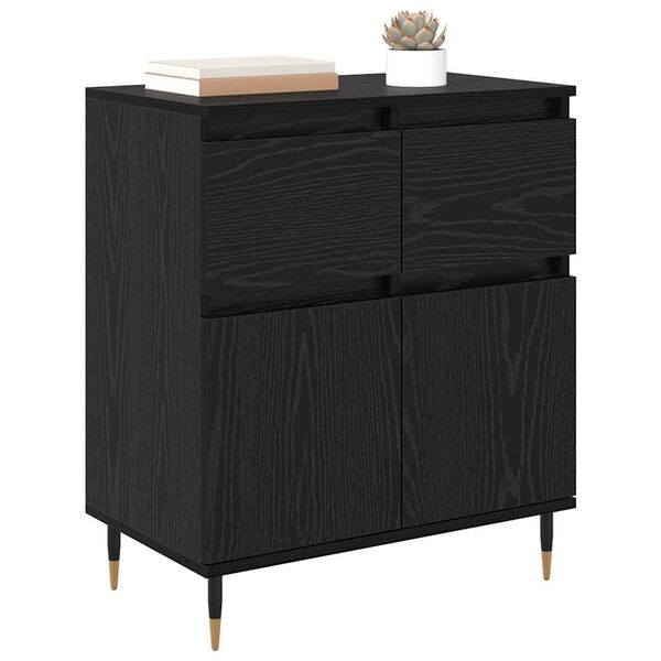 vidaXL Sideboard Black Oak 60 x 35 x 70 cm Engineered Wood and Iron