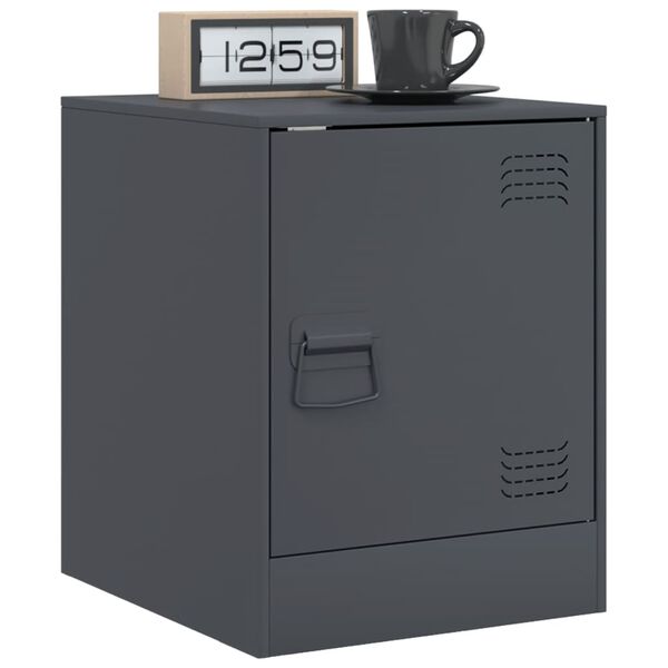 vidaXL Bedside Cabinets 2 pcs Anthracite 34.5x39x44 cm Steel
