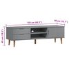 vidaXL TV Cabinet MOLDE Grey 158x40x49 cm Solid Wood Pine