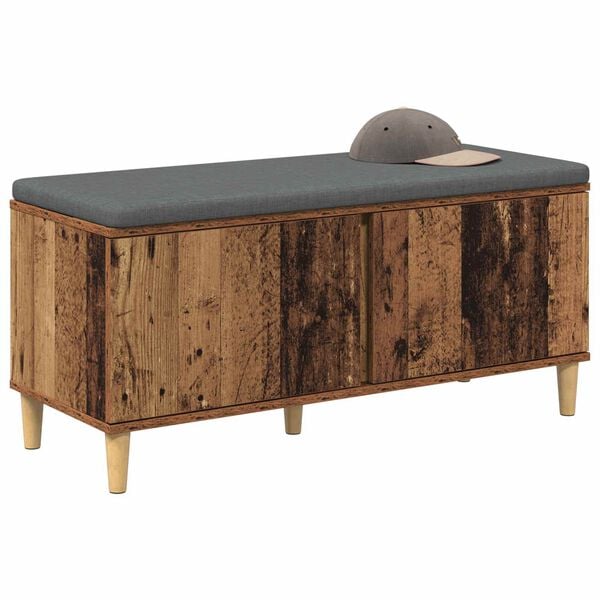 vidaXL Hall Bench with Cushion with Storage Old Wood 100 x 38 x 46 cm