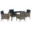 vidaXL Garden Dining Set with Cushion 5 pcs Grey Poly Rattan