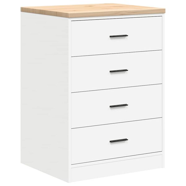 vidaXL Garage Storage Cabinet White 60x51x85 cm Solid Wood Pine